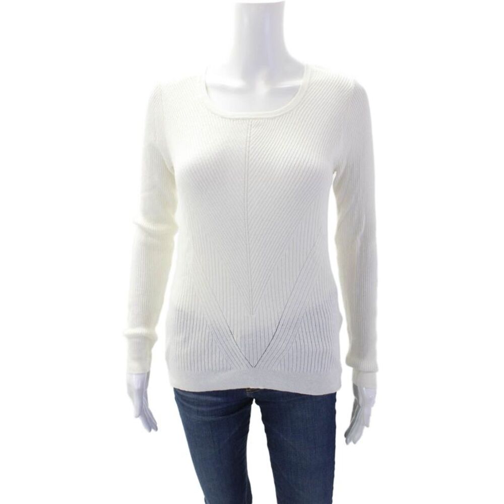One Grey Day Womens Cotton Cashmere Long Sleeve Sweater White Size S